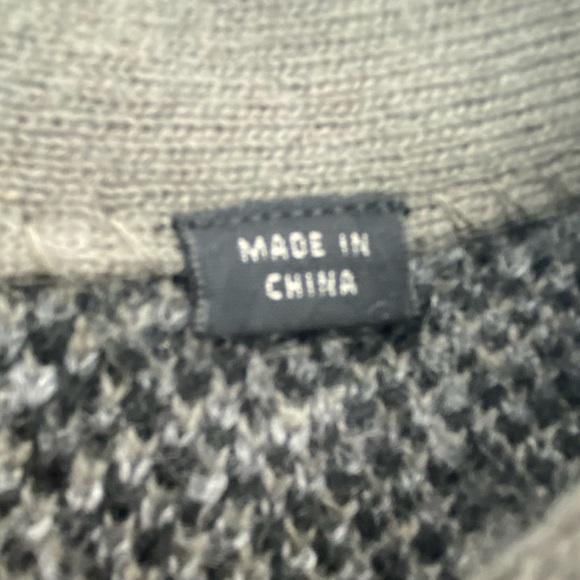 All Saints Grey Black Khaki Patterned V-Neck Wool Blend Cardigan - Picture 8 of 12